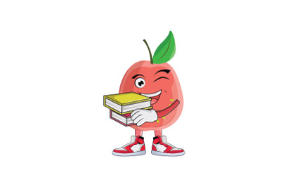 Guava with Books Fruit Cartoon Character Design