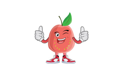 Guava Double Thumbs Up and Wink Fruit Cartoon Character Design