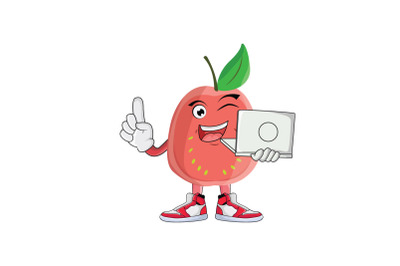 Guava with Laptop Fruit Cartoon Character Design