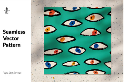 Doodle eyes seamless pattern