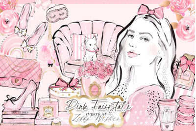Pink lovers girly fashion illustration