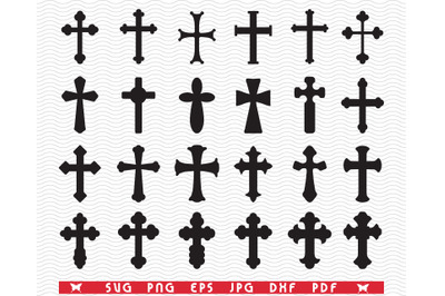 SVG Crosses, Black Silhouettes, Digital clipart