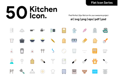 50 Kitchen Icon Flat