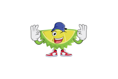 Durian with Cap Wink Fruit Cartoon Character Design