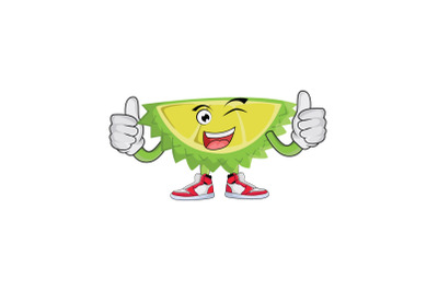 Durian Double Thumbs Up WInk Fruit Cartoon Character Design