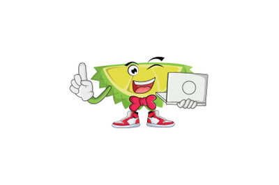 Durian with Laptop Fruit Cartoon Character Design