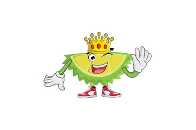 Durian with Crown Royalty Fruit Cartoon Character Design