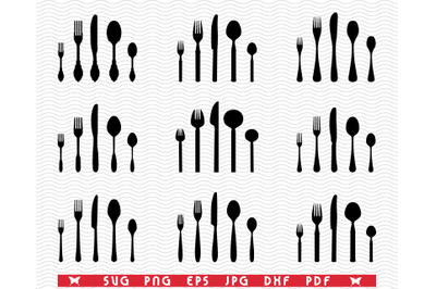 SVG Cutlery&2C; Black Silhouettes&2C; Digital clipart