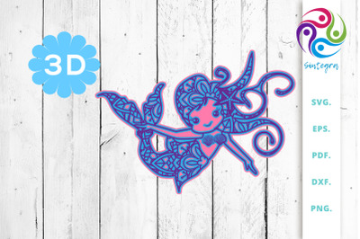 3D Multilayer Mermaid Svg Cut File 3