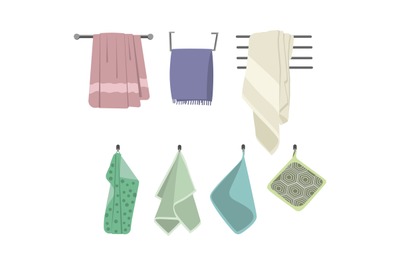 Towels hang on hook for kitchen or bathroom