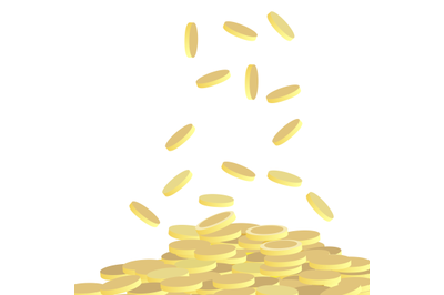 Pile of golden coin, money fall down