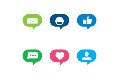 Social media speech bubble colored for counting