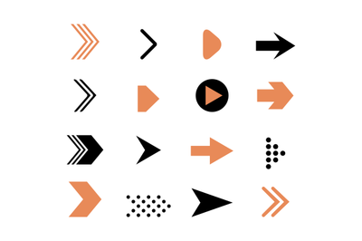 Arrow collection direction, pointer. Vector set of arrow cursor