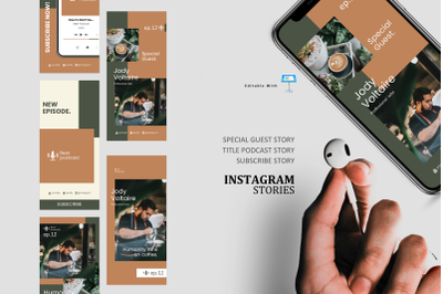 Podcast Instagram Stories and Post Keynote Template - coffee podcast