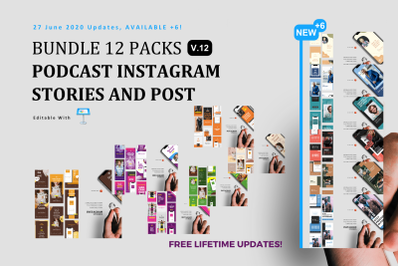 Updates! Bundle 12 Pack Podcast ig Stories and Post Keynote Template