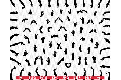 SVG Hands, Black silhouette, Digital clipart