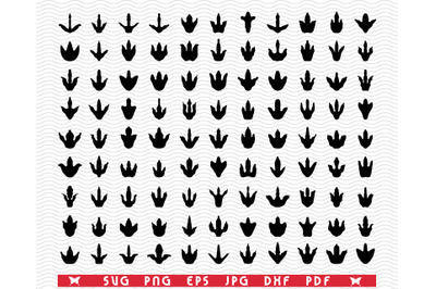 SVG Dinosaurs&2C; Footprints&2C; Silhouettes&2C; Digital clipart