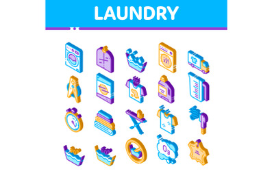 Laundry Service Vector Isometric Icons Set