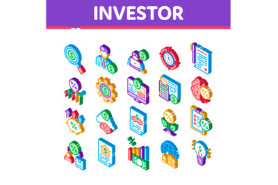 Investor Financial Isometric Icons Set Vector