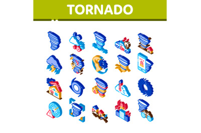 Tornado And Hurricane Isometric Icons Set Vector