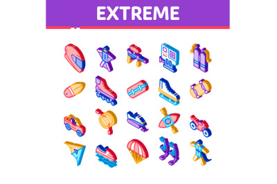 Extreme Sport Activity Isometric Icons Set Vector