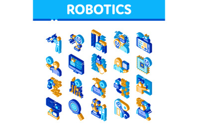 Robotics Master Isometric Icons Set Vector