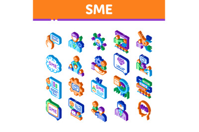 Sme Business Company Isometric Icons Set Vector