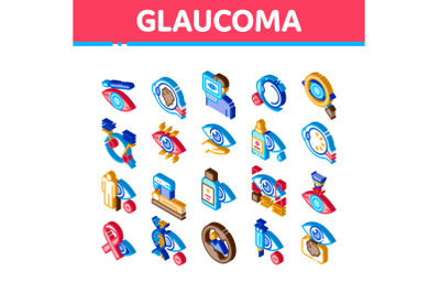 Glaucoma Ophthalmology Isometric Icons Set Vector