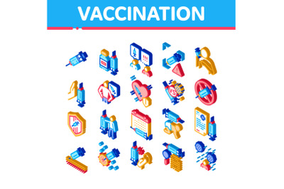 Vaccination Syringe Isometric Icons Set Vector