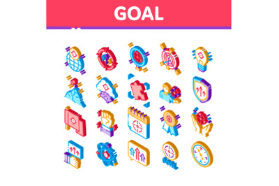 Goal Target Purpose Isometric Icons Set Vector