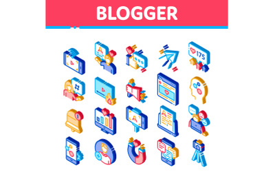 Blogger Internet Social Channel Icons Set Vector