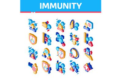 Immunity Human Biological Defense Icons Set Vector