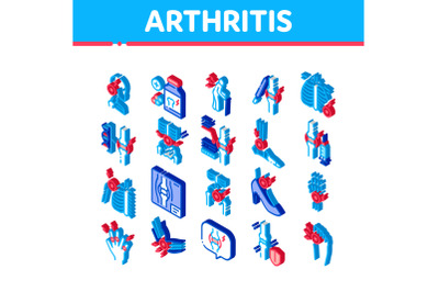 Arthritis Disease Isometric Icons Set Vector