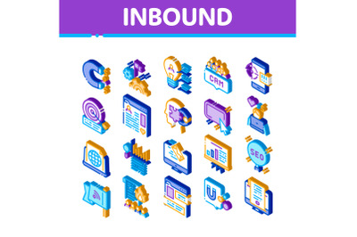 Inbound Marketing Isometric Icons Set Vector