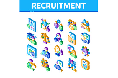 Recruitment And Research Employee Icons Set Vector