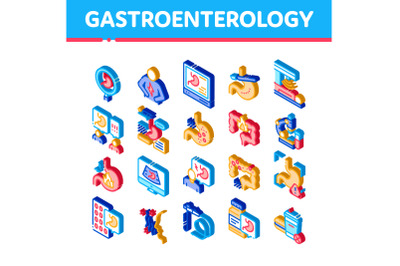 Gastroenterology Isometric Icons Set Vector