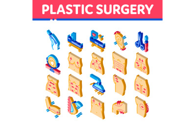 Plastic Surgery Clinic Isometric Icons Set Vector