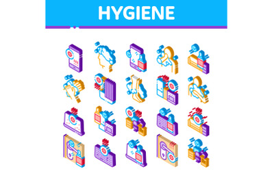 Hygiene And Healthcare Isometric Icons Set Vector