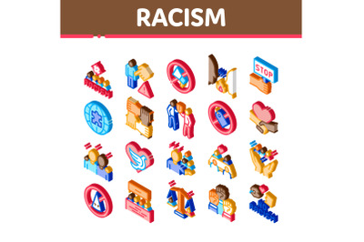 Racism Discrimination Isometric Icons Set Vector