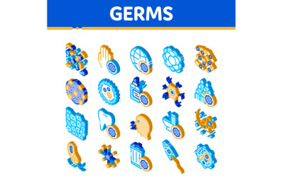 Bacteria Germs Vector Isometric Icons Set