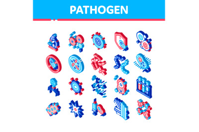 Pathogen Isometric Vector Sign Icons Set