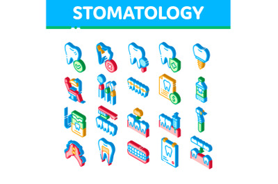 Stomatology Vector Isometric Icons Set