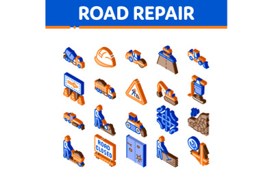 Road Repair And Construction Icons Set Vector