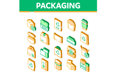 Packaging Isometric Icons Set Vector