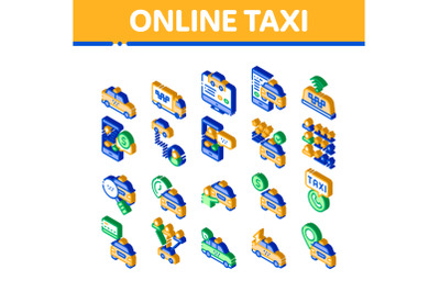 OnTaxi Isometric Elements Icons Set Vector