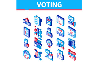 Voting And Election Isometric Icons Set Vector