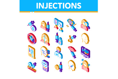 Injections Isometric Elements Icons Set Vector