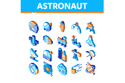 Astronaut Equipment Isometric Icons Set Vector