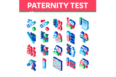 Paternity Test Dna Isometric Icons Set Vector