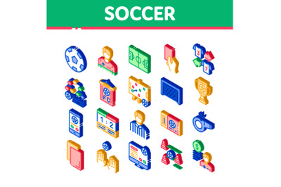 Soccer Football Game Isometric Icons Set Vector